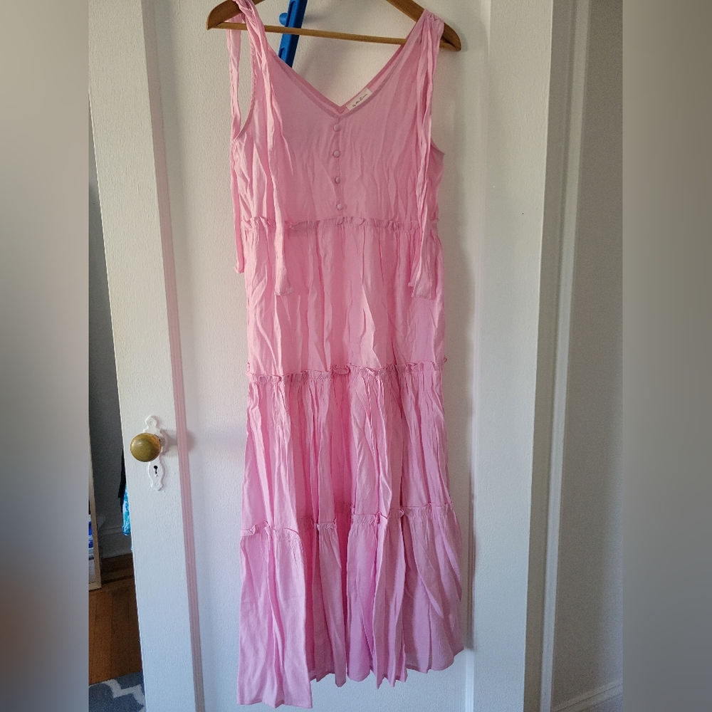 Pink Sleeveless Summer Midi/Maxi Tiered Dress